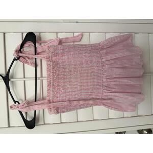 Lilly Pulitzer Rivera Smocked Striped Top in Havana Pink Seersucker stripe